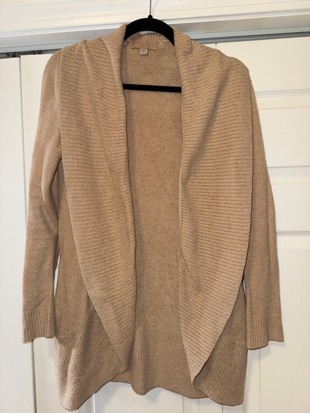 Barefoot Dreams Taupe Open-Front Shawl Collar Cardigan